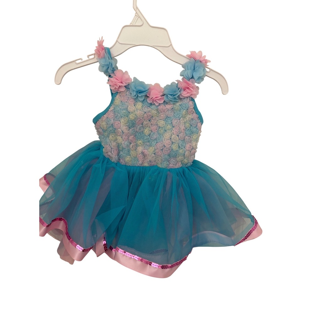 Layla's Dance Ballet Bouquet Sky Blue‎ Floral Tutu Costume XSC with Headband